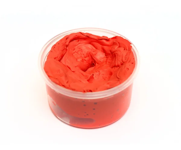 Red gouache paint in a jar — Stock Photo, Image