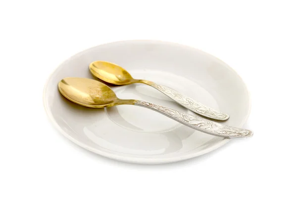 빈 접시 흰색 절연 — 스톡 사진