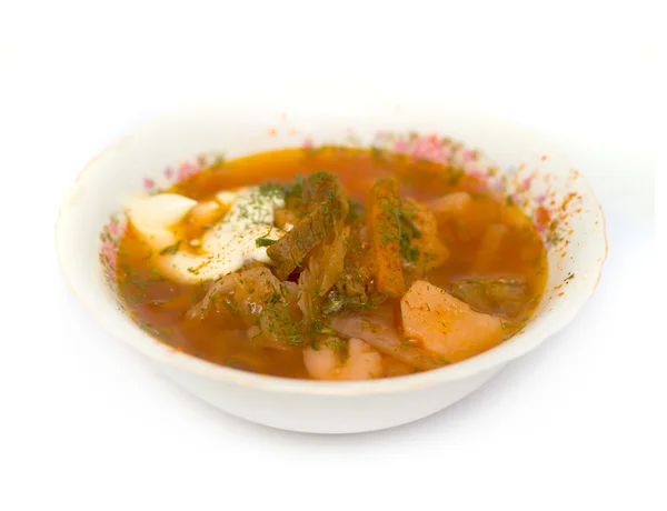 Bowl of soup borsch — Stock Photo, Image