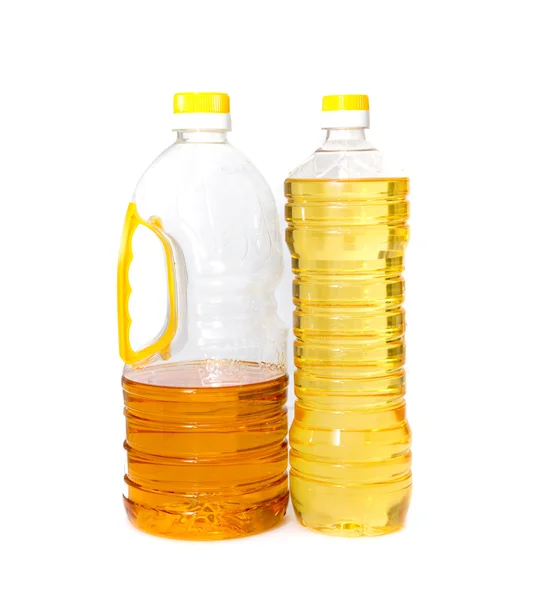 Botellas de plástico de aceite de girasol —  Fotos de Stock