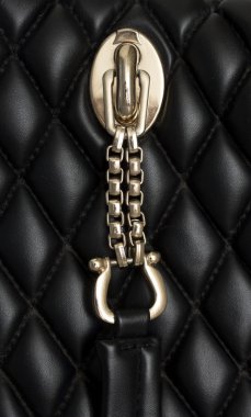 siyah deri zemin üzerine altın toka