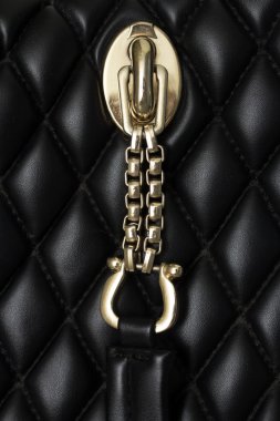 siyah deri zemin üzerine altın toka