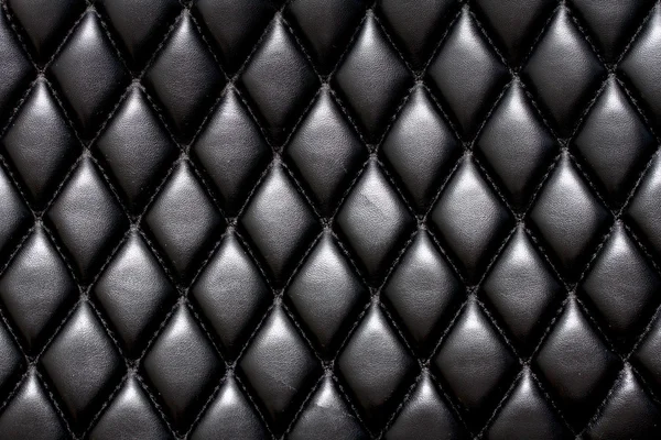 Black quilted leather background — Stock Photo, Image