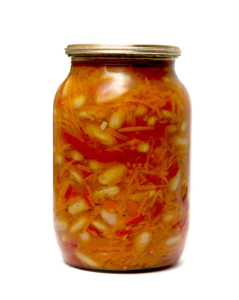 Vaso di vetro con carote marinate — Foto Stock