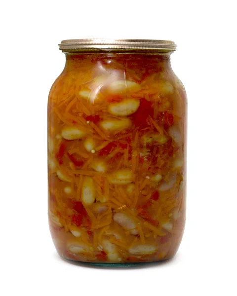 Vaso di vetro con carote marinate — Foto Stock