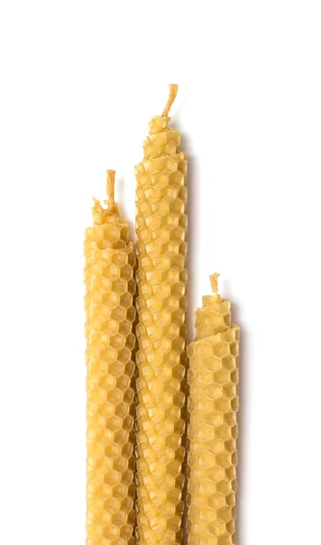 Three beeswax candles — Stock Photo, Image