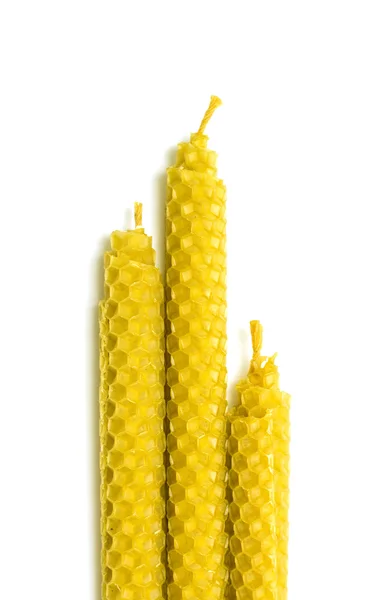 Three beeswax candles — Stock Photo, Image