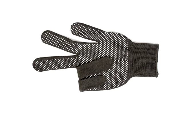 Черная рабочая перчатка на белом фоне . — стоковое фото