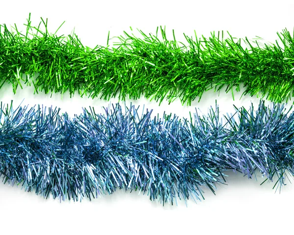 Рождественские зеленые и синие мишуры — стоковое фото