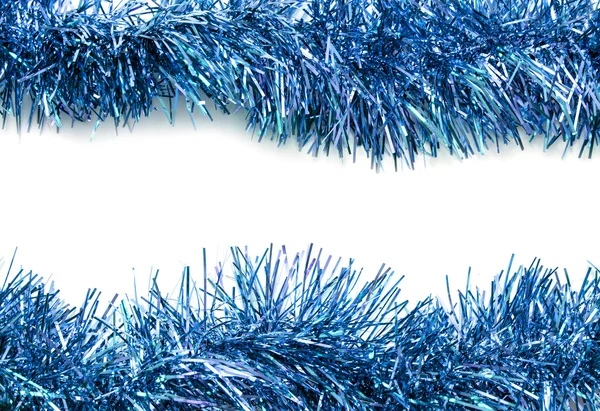 Christmas blue tinsel streamers — Stock Photo, Image