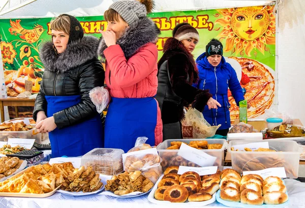 Petropavlovsk Kazakhstan March 2021 Food Street Maslenitsa Holidays Kazakhstan — Stock Photo, Image