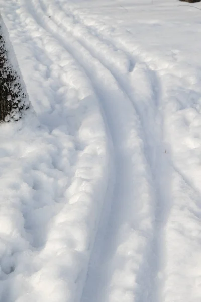 Droga Śniegu Zimowy Krajobraz — Zdjęcie stockowe
