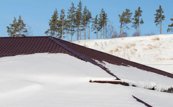 Techos Azulejos Nieve Invierno —  Fotos de Stock