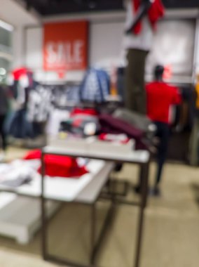 Moskova, Rusya - 05 Ocak 2022: Arkaplan için soyut bulanık alışveriş merkezi içi.