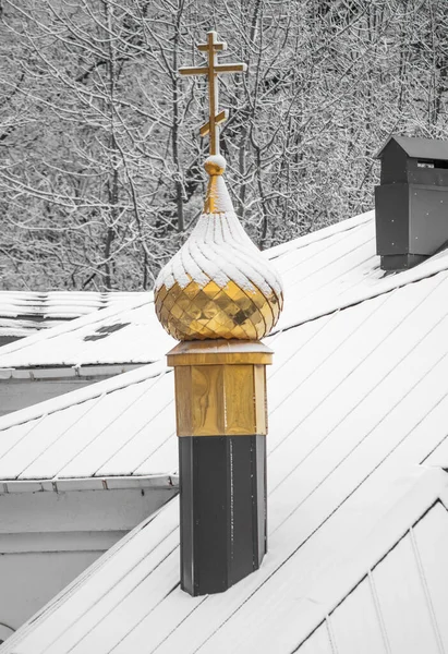 Lipetsk Russia December 2021 Winter Landscape Building God Temple Snow — Stock Photo, Image