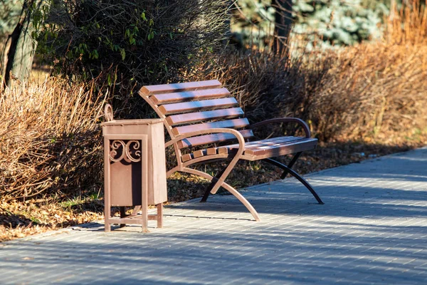 Bancs Bois Dans Parc Naturel — Photo