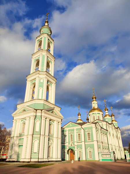 Christian Orthodox Church against the blue sky.  Landscape.