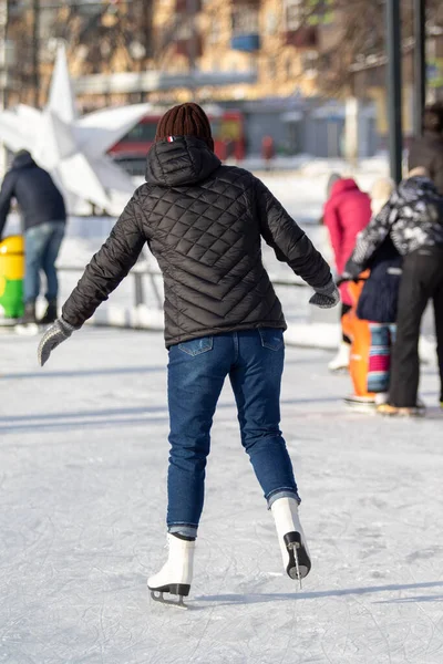 Moskau Russland Januar 2022 Eislaufen Der Weihnachtspause — Stockfoto