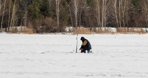 Lipetsk Rusia 2022 Pescadores Sobre Hielo Invierno Pesca Invierno — Foto de Stock