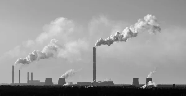 Fabrieksschoorstenen Roken Lucht Ecologie Van Natuur — Stockfoto