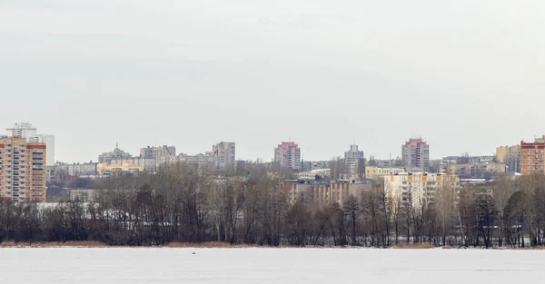 Lipetsk Rússia Fevereiro 2022 Edifícios Vários Andares Paisagem Urbana Inverno — Fotografia de Stock