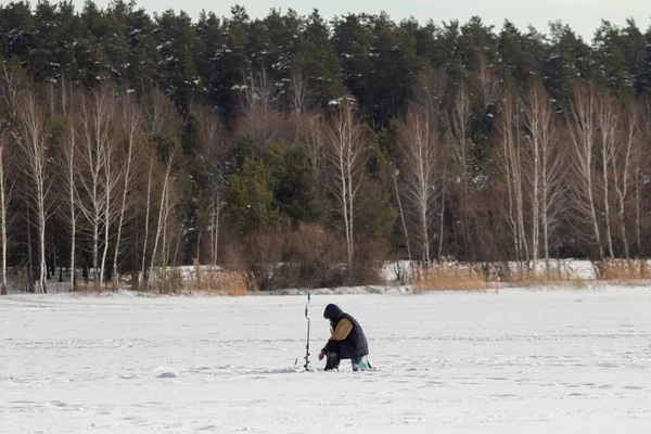 Lipetsk Rusia 2022 Pescadores Sobre Hielo Invierno Pesca Invierno — Foto de Stock