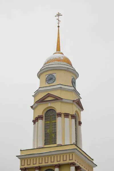 Lipetsk Rusia Diciembre 2021 Paisaje Invernal Construcción Del Templo Dios — Foto de Stock