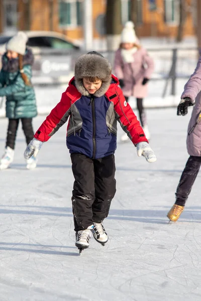 Moskau Russland Januar 2022 Eislaufen Der Weihnachtspause — Stockfoto