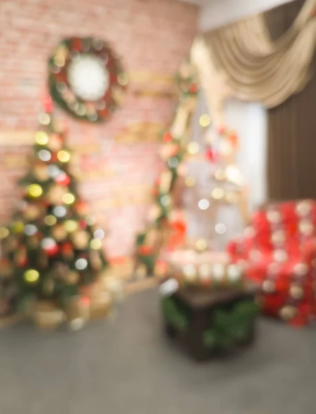 Unscharf Verschwommenes Bokeh Weihnachtsbaum Supermarkt — Stockfoto