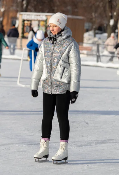 Moskau Russland Januar 2022 Eislaufen Der Weihnachtspause — Stockfoto