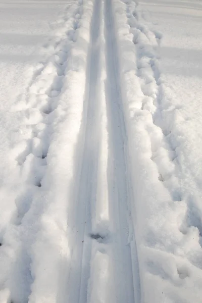 Cesta Sněhu Zimní Krajina — Stock fotografie
