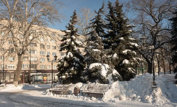 Lipetsk Rússia Fevereiro 2022 Edifícios Vários Andares Paisagem Urbana Inverno — Fotografia de Stock