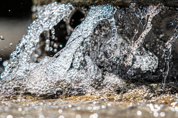 Fountain Water Splashes Close Summer Nature — Stock Photo, Image