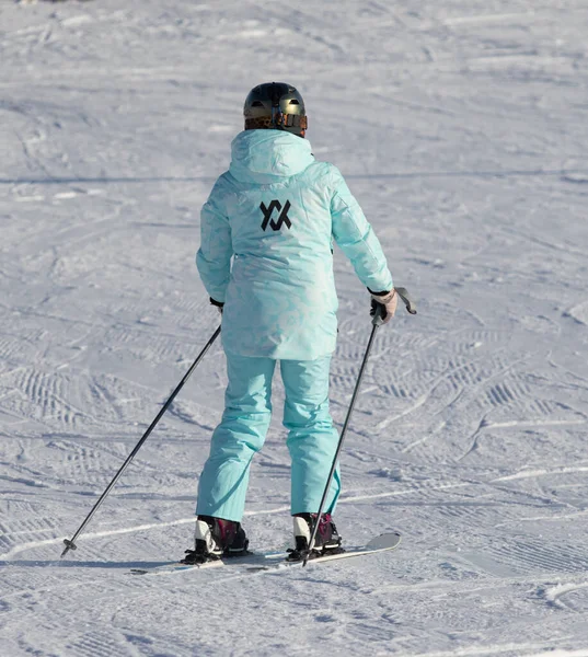 Sochi Russia Gennaio 2022 Sci Alpino Inverno Giornata Sole Ricreazione — Foto Stock