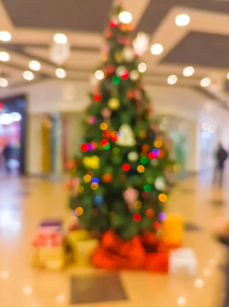 Unscharf Verschwommenes Bokeh Weihnachtsbaum Supermarkt — Stockfoto