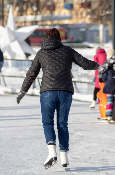 Moskau Russland Januar 2022 Eislaufen Der Weihnachtspause — Stockfoto