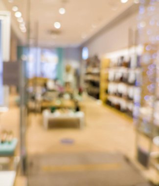 Hafif yaşam tarzının süpermarketi. Bulanık alışveriş merkezi geçmişi. Odaklanamayan duvar kağıdı. Bokeh etkisi. Neşeli arkaplan.