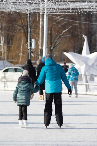 Moskva Rusko Ledna 2022 Bruslení Ledě Během Vánočních Prázdnin — Stock fotografie