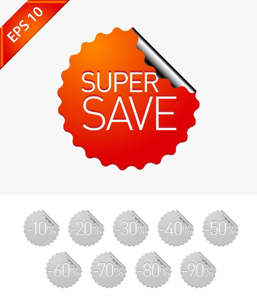 Verkoop stickers: Super verkoop — Stockvector