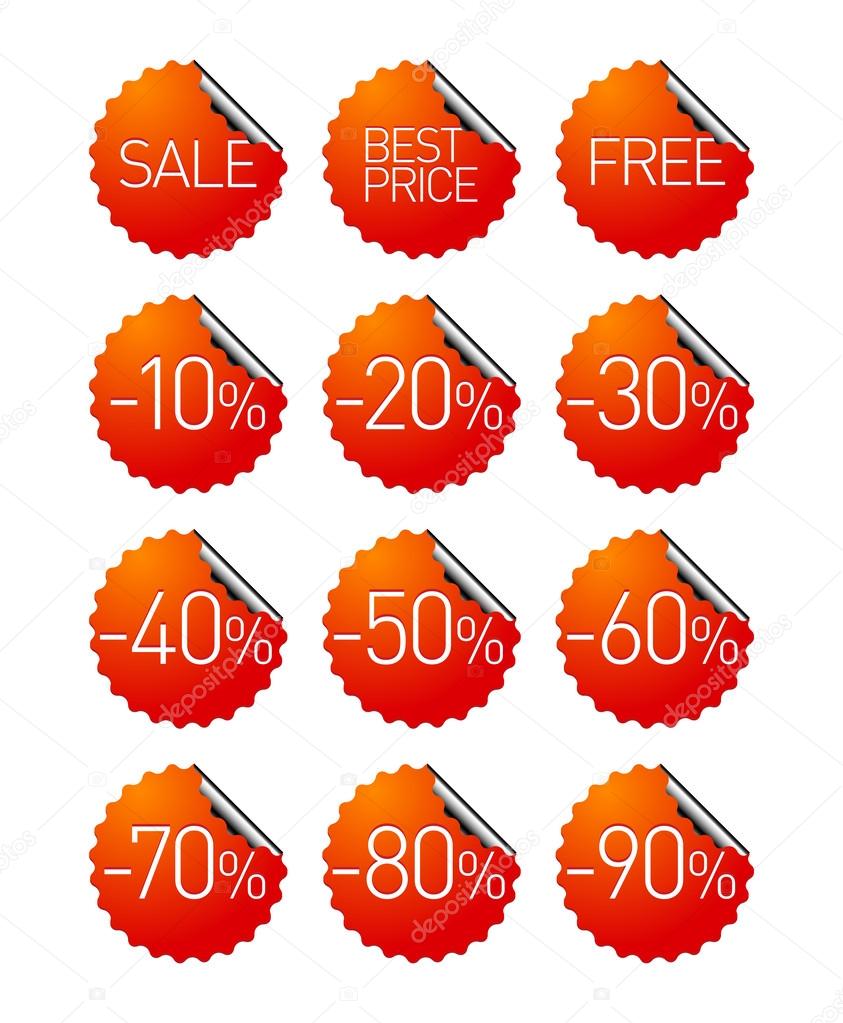 Set of sale stickers