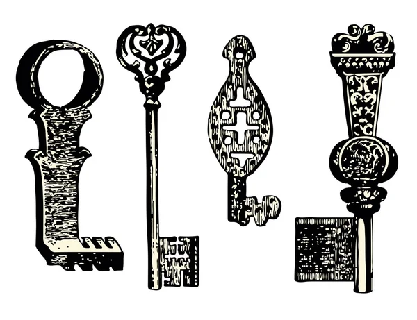 Ancienne collection de clés — Image vectorielle