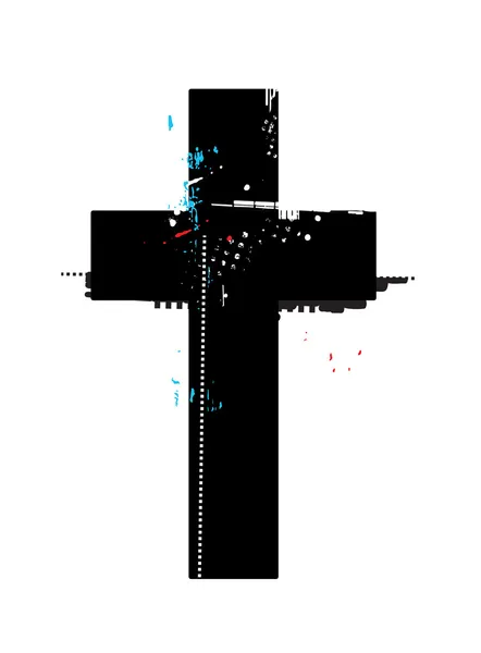 Símbolo de cruz Grunge — Vector de stock