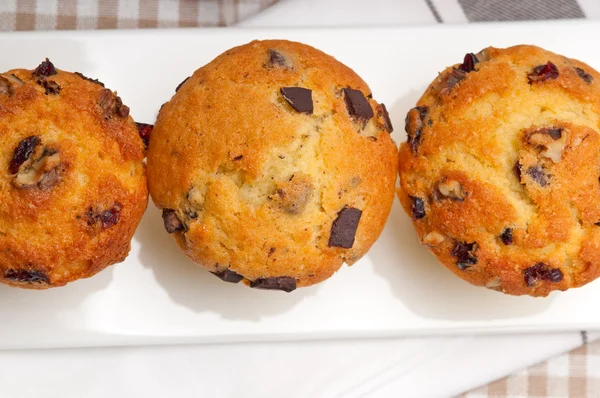 Frische Schokolade und Rosinen-Muffins — Stockfoto
