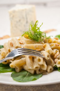 İtalyan makarna penne gorgonzola ve çam fıstığı