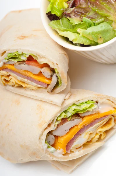 Club sándwich pita pan roll — Foto de Stock