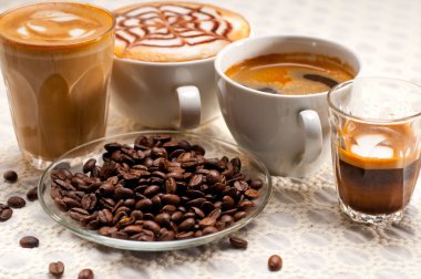 selection of different coffee type clipart