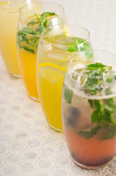 Selection of fruits long drinks — Stock Photo, Image