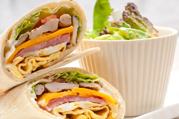 Club sandwich pita bread roll — Stock Photo, Image