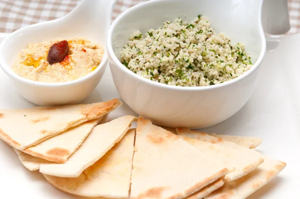Taboulii couscous with hummus — Stock Photo, Image
