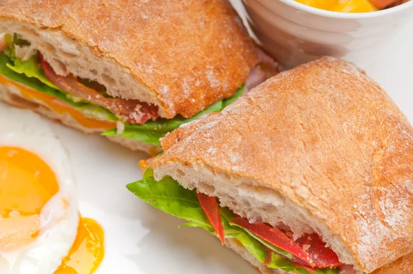 Ciabatta panini sandwich eggs tomato lettuce — Stock Photo, Image